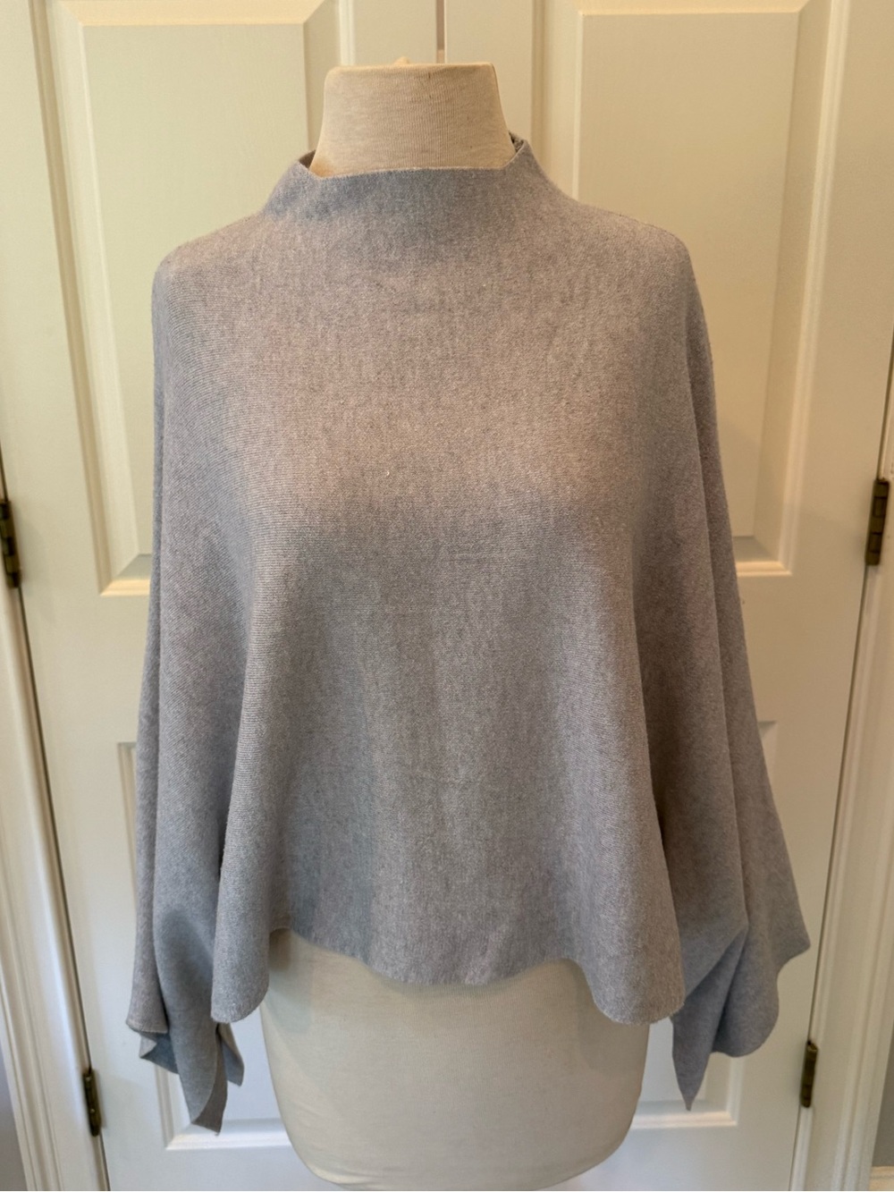 Light Gray Women's Cashmere-Feel Poncho Sweater